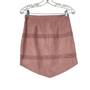 Lily Whyt Pink Faux Suede Asymmetrical Mini Skirt 8